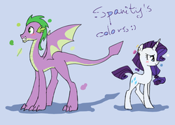 Size: 700x500 | Tagged: safe, artist:rikitikitavi-tyan, rarity, spike, g4, adult spike, alternate hairstyle, female, male, older, piercing, ship:sparity, shipping, straight, wings