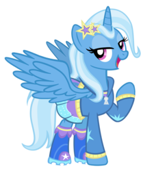 Size: 900x1078 | Tagged: safe, artist:pixelkitties, trixie, alicorn, pony, g4, clothes, equestria girls outfit, equestria girls ponified, female, hoodie, human pony trixie, looking at you, open mouth, ponified, ponified humanized pony, race swap, raised hoof, simple background, skirt, solo, transparent background, trixiecorn