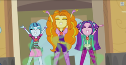 Size: 1366x703 | Tagged: safe, screencap, adagio dazzle, aria blaze, sonata dusk, human, equestria girls, g4, my little pony equestria girls, my little pony equestria girls: rainbow rocks, caption, female, hasbro, hasbro logo, hasbro studios, logo, the dazzlings, youtube link