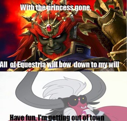 Size: 600x571 | Tagged: safe, lord tirek, centaur, gerudo, taur, g4, everyone steals tirek's meme, ganondorf, hyrule warriors, meme, the legend of zelda, wise move tirek