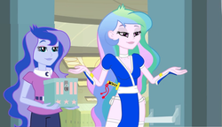 Size: 1244x718 | Tagged: safe, edit, edited screencap, screencap, princess celestia, princess luna, principal celestia, vice principal luna, equestria girls, g4, dead or alive, kasumi