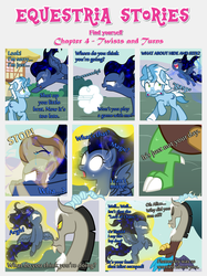 Size: 1800x2409 | Tagged: safe, artist:estories, discord, oc, oc:alice goldenfeather, oc:moon dust (estories), oc:penumbra, draconequus, pegasus, pony, unicorn, comic:find yourself, g4, comic, crying, glowing, glowing eyes, magic, nightmare, possessed, telekinesis