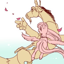 Size: 540x540 | Tagged: safe, artist:pasikon, discord, fluttershy, g4, female, male, pixiv, ship:discoshy, shipping, straight