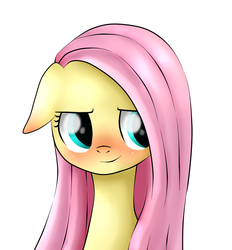 Size: 1300x1400 | Tagged: safe, artist:sofywywy, fluttershy, g4, blushing, bust, female, floppy ears, portrait, simple background, solo, straight hair, white background