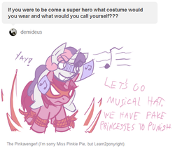 Size: 562x499 | Tagged: safe, artist:haute-claire, ruby pinch, sweetie belle, pony, ask ruby pinch, g4, ask, ponies riding ponies, pony hat, riding, sweetie belle riding ruby pinch, sweetiehat, tumblr