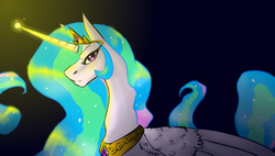 Size: 1440x818 | Tagged: safe, artist:alice-the-dragon, princess celestia, g4, female, magic, simple background, solo