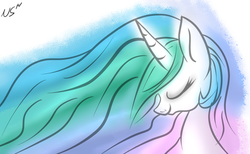 Size: 1300x800 | Tagged: safe, artist:novaspark, princess celestia, g4, eyes closed, female, smiling, solo