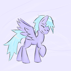 Size: 1600x1600 | Tagged: safe, artist:owlnon, cloudchaser, g4, eyes closed, female, raised hoof, smiling, solo, spread wings