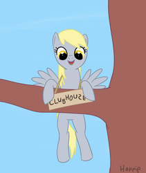 Size: 685x810 | Tagged: safe, artist:hoppip, derpy hooves, pegasus, pony, g4, female, mare, solo, tree