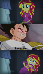 Size: 764x1312 | Tagged: safe, sunset shimmer, equestria girls, g4, my little pony equestria girls: rainbow rocks, dragon ball, dragonball z abridged, exploitable meme, meme, sunset screamer, vegeta