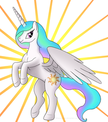 Size: 1024x1158 | Tagged: safe, artist:infrasonicman, princess celestia, alicorn, pony, g4, female, mare, rearing, solo