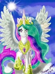 Size: 768x1024 | Tagged: safe, artist:cataclysmic-vulpine, princess celestia, alicorn, pony, g4, female, solo