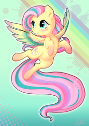 Size: 877x1240 | Tagged: safe, artist:c-puff, fluttershy, g4, female, rainbow power, solo