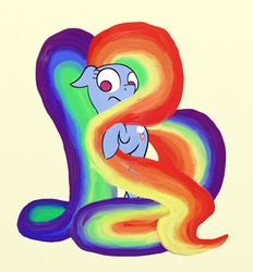 Size: 913x982 | Tagged: safe, artist:dr-waveband, rainbow dash, g4, alternate hairstyle, female, impossibly long hair, impossibly long tail, long hair, long tail, solo