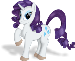 Size: 2755x2245 | Tagged: safe, artist:bluespaceling, rarity, g4, bedroom eyes, female, high res, looking at you, raised hoof, shadow, simple background, smiling, solo, transparent background