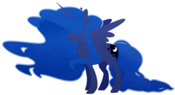 Size: 1200x653 | Tagged: safe, artist:captivelegacy, princess luna, g4, female, hidden eyes, missing accessory, simple background, solo, spread wings, transparent background