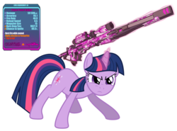 Size: 1280x946 | Tagged: safe, artist:hazel-pony, twilight sparkle, g4, borderlands 2, dahl, female, gun, solo