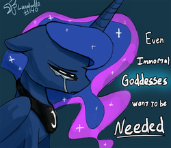 Size: 1280x1113 | Tagged: safe, artist:darkflame75, princess luna, lunadoodle, g4, crying, deified alicorn, female, immortality blues, sad, solo