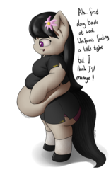 Size: 3000x4785 | Tagged: dead source, safe, artist:php33, octavia melody, earth pony, semi-anthro, g4, arm hooves, bbw, belly, cheongsam, clothes, dress, fat, fatavia, female, muffin top, solo, weight gain