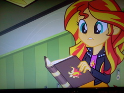 Size: 640x480 | Tagged: safe, screencap, sunset shimmer, equestria girls, g4, my little pony equestria girls: rainbow rocks, book, journey book, lockers