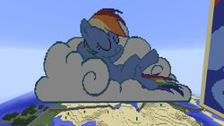 Size: 1280x720 | Tagged: safe, artist:php8, rainbow dash, g4, cloud, minecraft, minecraft pixel art, pixel art