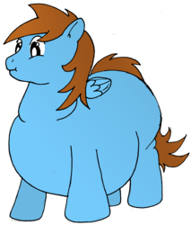 Size: 1736x2040 | Tagged: safe, artist:fatponysketches, oc, oc only, oc:multiskills, pegasus, pony, belly, color, fat, impossibly large belly, male, obese, request, solo, stallion