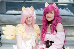 Size: 1024x680 | Tagged: safe, fluttershy, pinkie pie, human, g4, cosplay, irl, irl human, photo