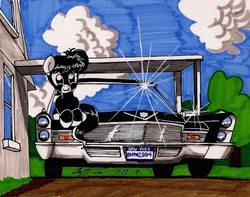 Size: 1280x1008 | Tagged: safe, artist:newyorkx3, oc, oc only, oc:tommy junior, cadillac, car, shiny, solo, traditional art