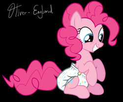 Size: 526x439 | Tagged: safe, artist:oliver-england, pinkie pie, g4, cutie mark diapers, diaper, female, non-baby in diaper, poofy diaper, solo