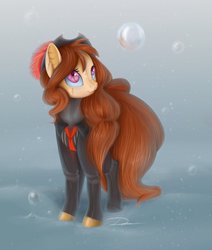 Size: 822x971 | Tagged: safe, artist:dirlcutto, oc, oc only, earth pony, original species, pony, robot, bubble, hat