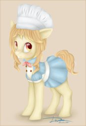 Size: 739x1080 | Tagged: safe, artist:dirlcutto, oc, oc only, oc:sara whitecloud, earth pony, pony, clothes, dress, hat, teeth