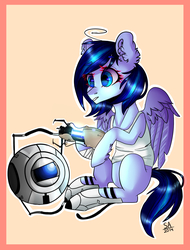 Size: 2882x3801 | Tagged: safe, artist:sunshineapple, oc, clothes, crossover, high res, portal 2, wheatley