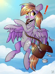 Size: 1536x2048 | Tagged: safe, artist:sunshineapple, derpy hooves, pegasus, pony, g4, belly button, blushing, female, mare, oops, solo