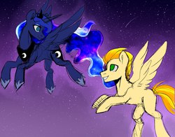 Size: 2560x2011 | Tagged: safe, artist:sunshineapple, princess luna, oc, g4, flying, high res, night, sketch