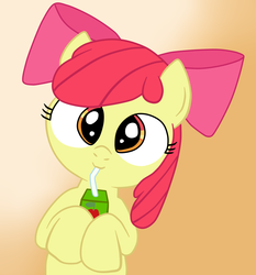 Size: 1697x1818 | Tagged: safe, artist:an-tonio, artist:lord waite, apple bloom, earth pony, pony, g4, adorabloom, colored, cute, female, filly, juice box, solo
