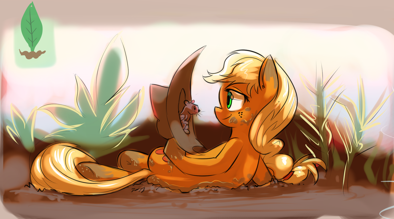 safe, artist:gsphere, applejack, beaver, mud.