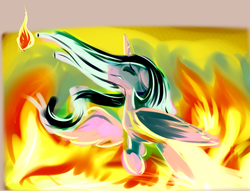 Size: 1399x1068 | Tagged: safe, artist:gsphere, princess celestia, g4, crying, female, fire, solo