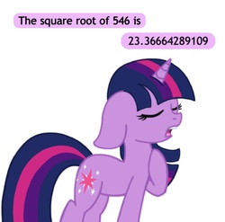 Size: 877x868 | Tagged: safe, artist:dewdrop-210, twilight sparkle, g4, eyes closed, female, floppy ears, frown, math, nerd, open mouth, simple background, solo, square root, text, white background