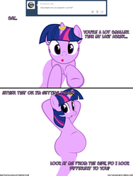 Size: 1050x1400 | Tagged: safe, artist:navitaserussirus, trixie, twilight sparkle, genie, pony, unicorn, asktwixiegenies, g4, aladdin, big belly, female, lesbian, mare, quote, reference, ship:twixie, shipping, solo