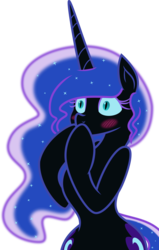 Size: 6000x9445 | Tagged: safe, artist:verard87, artist:zev, nightmare moon, alicorn, pony, g4, absurd resolution, bipedal, blushing, both cutie marks, female, missing accessory, simple background, solo, transparent background, wide hips