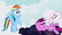 Size: 850x478 | Tagged: safe, rainbow dash, oc, oc:soulless pinkamena, g4