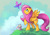 Size: 950x662 | Tagged: safe, artist:remainaery, angel bunny, fluttershy, butterfly, g4, grass