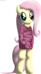Size: 3000x5415 | Tagged: safe, artist:facelesssoles, fluttershy, pony, g4, bipedal, clothes, female, hoodie, solo
