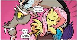 Size: 1286x664 | Tagged: safe, edit, discord, fluttershy, g4, spoiler:comic, female, male, ship:discoshy, shipping, straight