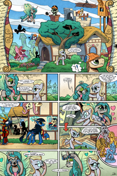 Size: 2000x3000 | Tagged: safe, artist:gray--day, derpy hooves, fluttershy, gilda, maud pie, queen chrysalis, rarity, sunset shimmer, trixie, oc, alicorn, griffon, ki'rinaes, kirin, original species, pegasus, pony, comic:of kings and changelings, g4, air quotes, alicornified, bright eyes (mirror universe), cement, comic, dark mirror universe, female, flutterbitch, glowing horn, high res, hope poster, horn, i can't believe it's not idw, levitation, magic, magic aura, mare, mirror universe, obey, ra celestia, race swap, reversalis, snickering, telekinesis, trixiecorn, watering can