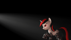 Size: 3840x2160 | Tagged: safe, artist:kit1212, oc, oc only, oc:blackjack, cyborg, pony, unicorn, fallout equestria, fallout equestria: project horizons, 3d, amputee, cybernetic legs, high res, horn, level 2 (project horizons), looking up, source filmmaker, unicorn oc, wallpaper
