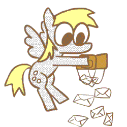 Size: 360x360 | Tagged: safe, artist:dinoderp, derpy hooves, pegasus, pony, g4, animated, female, letter, loop, mailbag, mare, solo