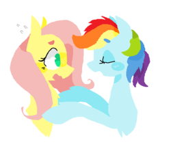 Size: 531x469 | Tagged: safe, artist:thewafflesuniverse, fluttershy, rainbow dash, g4, female, lesbian, ship:flutterdash, shipping