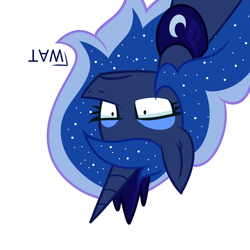 Size: 700x700 | Tagged: safe, artist:php92, princess luna, g4, female, reaction image, simple background, solo, upside down, wat