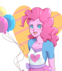 Size: 700x800 | Tagged: safe, artist:misochikin, pinkie pie, equestria girls, g4, balloon, colored pupils, cute, diapinkes, female, heart, open mouth, pixiv, simple background, solo, white background